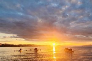 İstanbul'da Gün batımında kürek antremanı